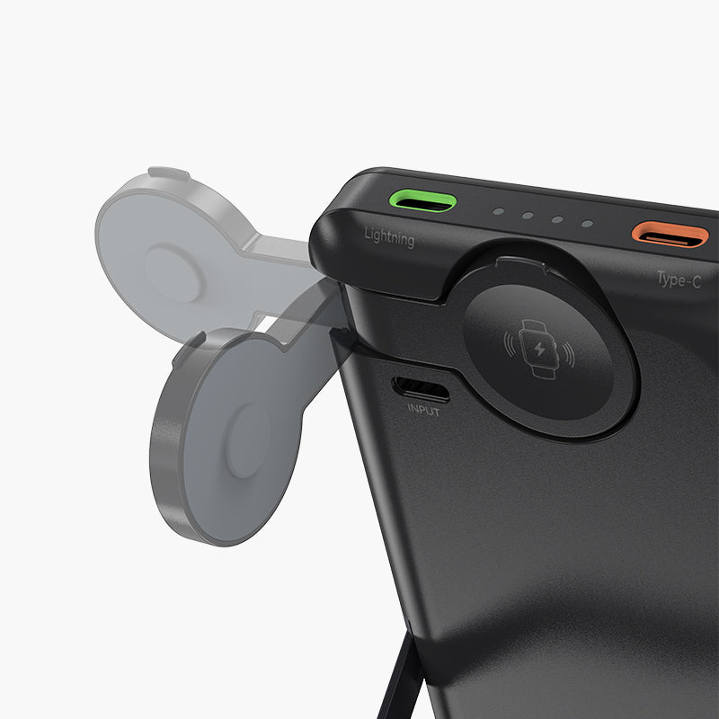 Mag Power Bank, 10000mAh PD 20W & 15W MagSafe Fast Charging | Built-in Stand & 3 Outputs